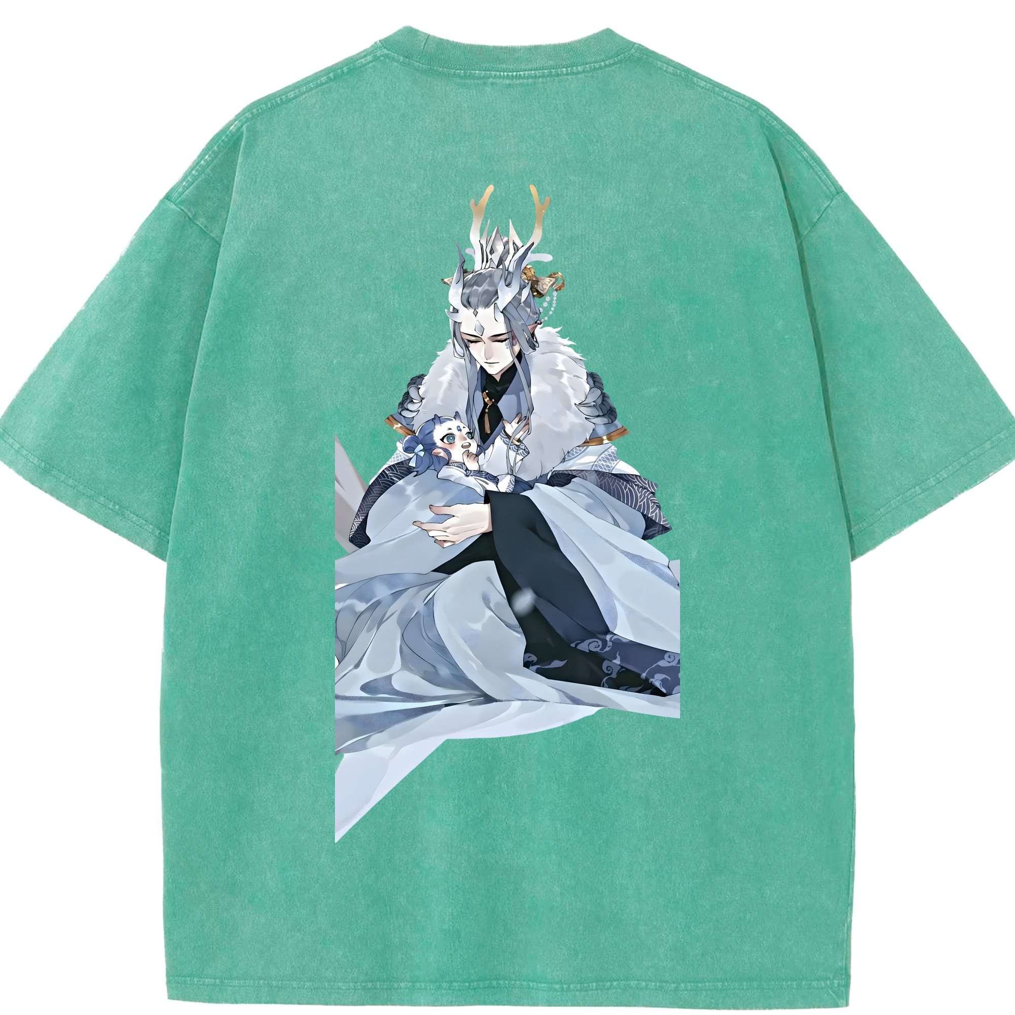 （画像用） Ne Zha 2 ナタ 魔童の大暴れ 綿100% ヴィンテージ風 半袖Tシャツ（背面プリント）